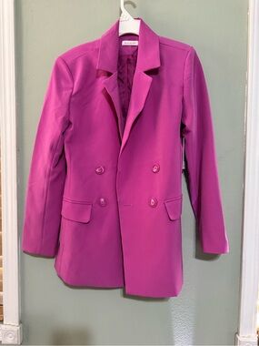 Shoe Dazzle Bright Fuchsia Double-Breasted Blazer